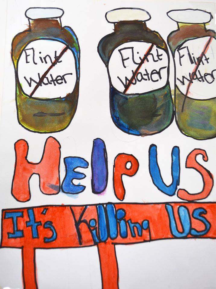 Drawing created by 8th grader, Elisha J., at Linden Charter School in Flint, Michigan in response to the Flint water crisis.